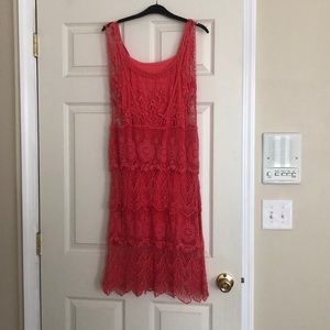 Crocheted dress coral